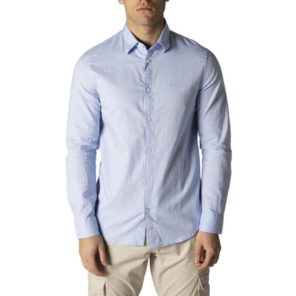 Armani Exchange Plain Light Blue Button-Up Shirt